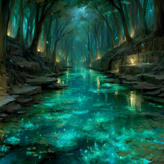 mysterious jungle with strange