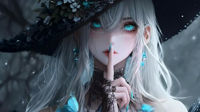 Mysterious Anime Girl with Witch Hat