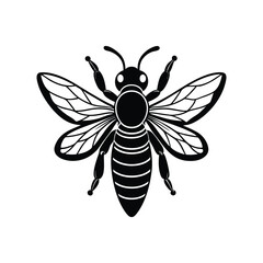 Bee silhouette black vector flat illustration. Honey Bee icon,