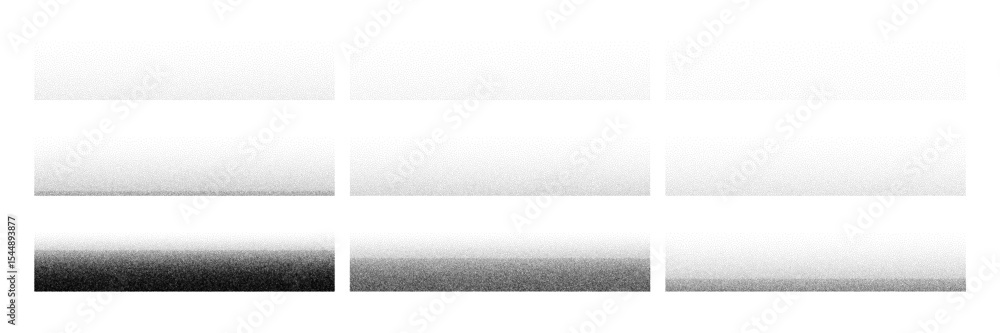 Poster a collection of stipple dot grain effect textures with a smooth black gradient. abstract noise patte