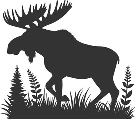 Forest animal moose vector black illustration silhouette