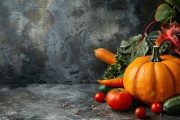 High Definition Visual of Composition of Delicious Autumnal Vegetables