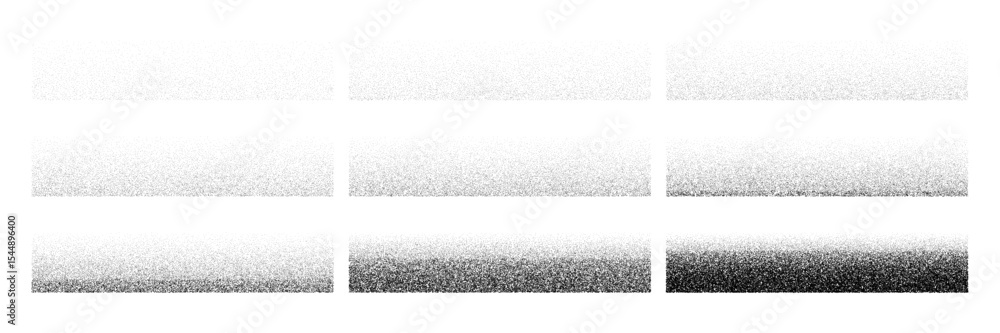Poster black grain texture set with different density dots. stipple noise gradient effect. abstract distres