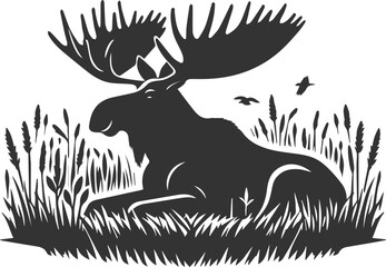 Forest animal moose vector black illustration silhouette
