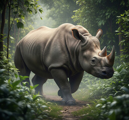 Rare image du rhinocéros de java