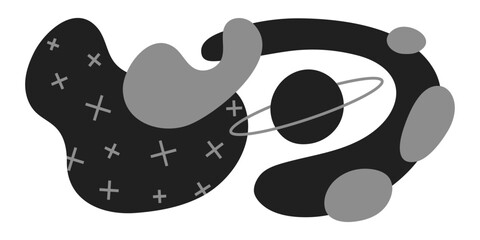 Abstract space vector background. Liquid shapes of universe, planet and stars. Modern flat poster design.