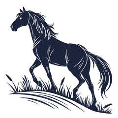 silhouette horse on white background 