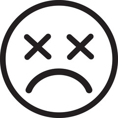 Obraz premium Depressed Emoji Sad Face with Crossed Eyes Icon Illustration