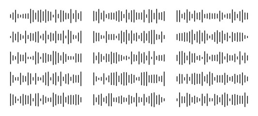 Voice message equalizer vector graphic. Set of sound wave bars for audio app interface design. Digital media technology concept for communication.