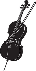 Black and White Silhouette of a Cello &ndash; Minimalist Vector Illustration,  the cello stands out in sharp black-and-white detail, suited for educational, orchestral, or design compositions."