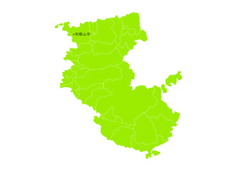 Obraz premium 日本の和歌山県の行政区分付地図 