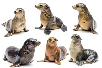 Premium Quality Image of Set of Seals Isolated on White Background