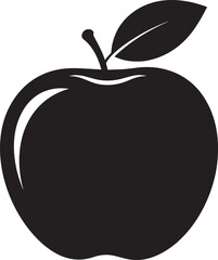 Silhouette of a Fresh Red Apple with Leaf  A Simple, Clean Vector Illustration