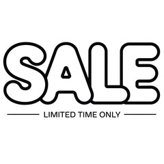 Obraz premium “Sale” text in outline bubble letter typography on white background in black and white style