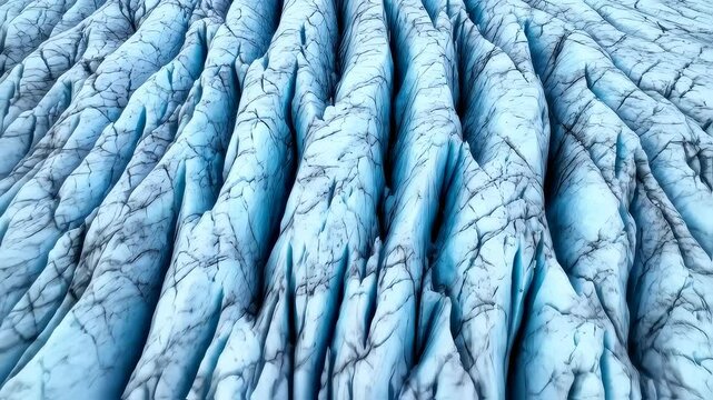 Cracked glacier in icy panoramic landscape