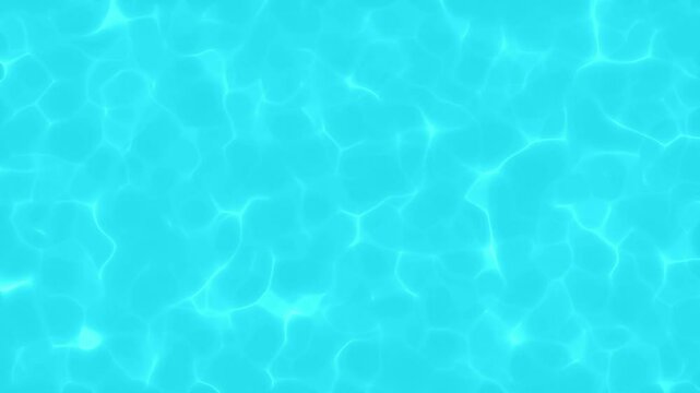 Seamless loop of animated water surface resembling a swimming pool. Bright blue rippling texture, top-down view, summer vibe, natural motion. Ideal as background for design or video projects.