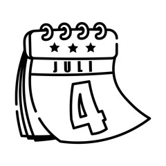 Made in uk a July 4th calendar vector icon line art style.