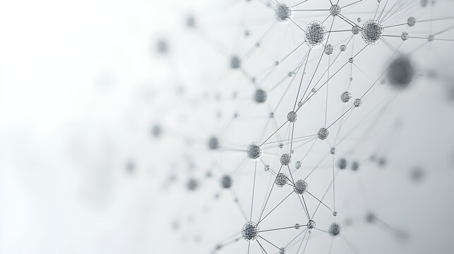 Abstract illustration of molecular structure depicting connections and scientific data visualization machine language