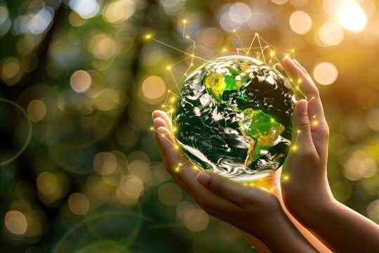 Premium Quality Visual of Hands Holding Esg Symbol in Network Connection