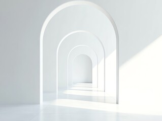 Fototapeta premium Abstract Minimalist Archway with Light Shaft in White Room