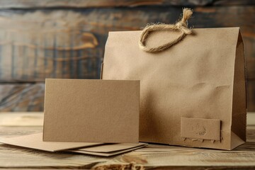Vibrant Color Image of Cardboard Business Cards and Bag
