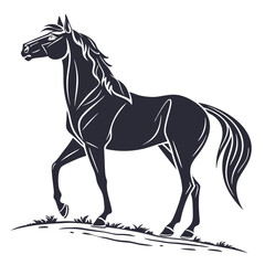 silhouette horse on white background 