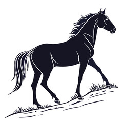 silhouette horse on white background