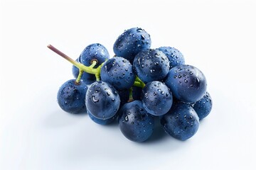 Isolated Dark Blue Grape on White Background with Full Depth of Field and Clipping Path