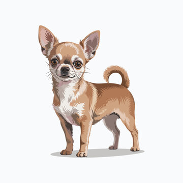 brown chihuahua dog standing vector illustration