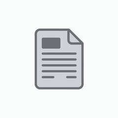 Fototapeta premium A gray document icon with a folded corner containing a rectangular block and horizontal lines