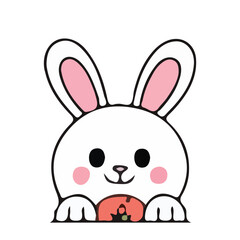 Obraz premium Adorable cartoon baby bunny illustration with long ears for a fun Easter holiday design