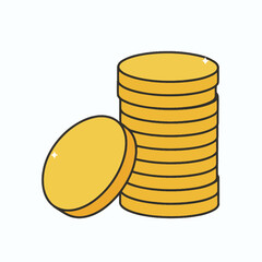 Cartoon drawing of a stack of gold coins one slightly leaning to the left