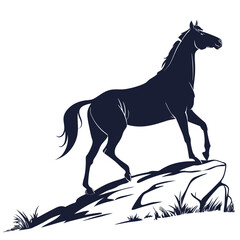 silhouette horse on white background