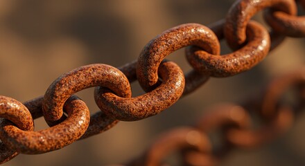 Fototapeta premium Close-Up of Aged Rusty Metal Chain with Texture Detail