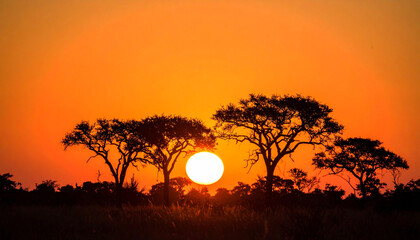 Generated image Sunset with silhouetted cool nature
