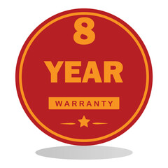 A bold red circular badge with white text displaying  ideal for product packaging, advertisements, and promotional materials to emphasize warranty coverage