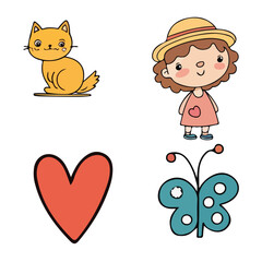 Fototapeta premium Funny cartoon cat characters and cute kitten illustrations evoke a sense of love and fun for pet owners