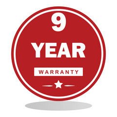 A bold red circular badge with white text displaying  ideal for product packaging, advertisements, and promotional materials to emphasize warranty coverage