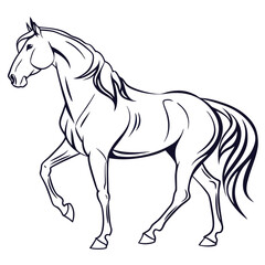 silhouette horse on white background