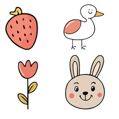 Cute cartoon rabbit holding carrot vector illustration for Easter and holiday cards