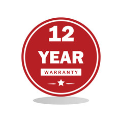 A bold red circular badge with white text displaying  ideal for product packaging, advertisements, and promotional materials to emphasize warranty coverage