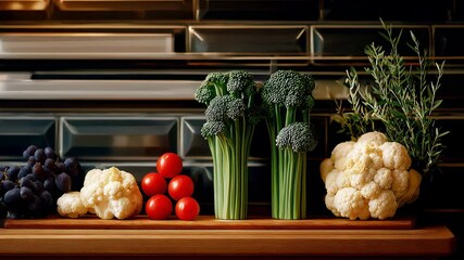 Fresh vegetables on a wooden board - Powered by Adobe