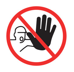 prohibition sign with hand gesture and face indicating no entry or access in restricted areas