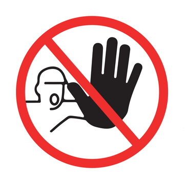 prohibition sign with hand gesture and face indicating no entry or access in restricted areas