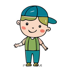 A boy cartoon smiling and playing