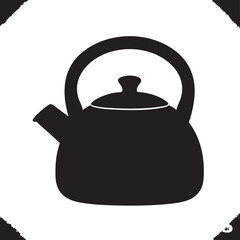Black and white kettle silhouette perfect for tea time or coffee