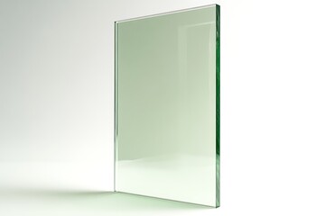 Translucent Square Glass Pane with Clean Edges on White Background Studio Shot
