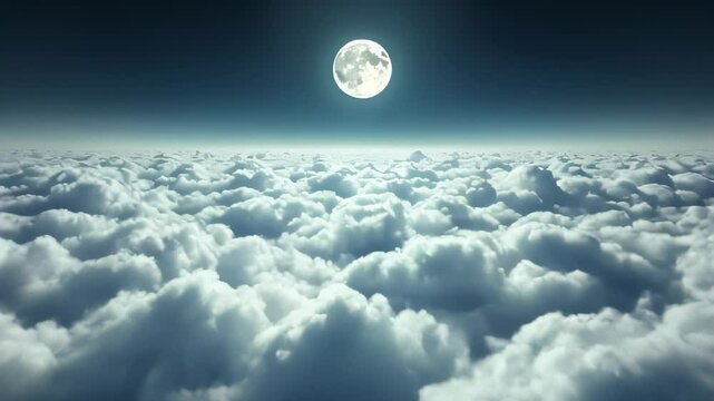 View of a full moon over a cloud filled sky