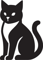 Black and White Cat Icons – Minimalist Silhouette Vector Set