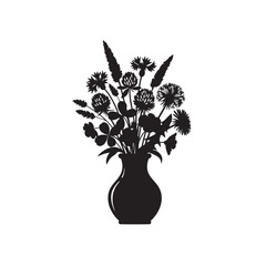 Silhouette of wild meadow flowers in a vase, creating a floral arrangement